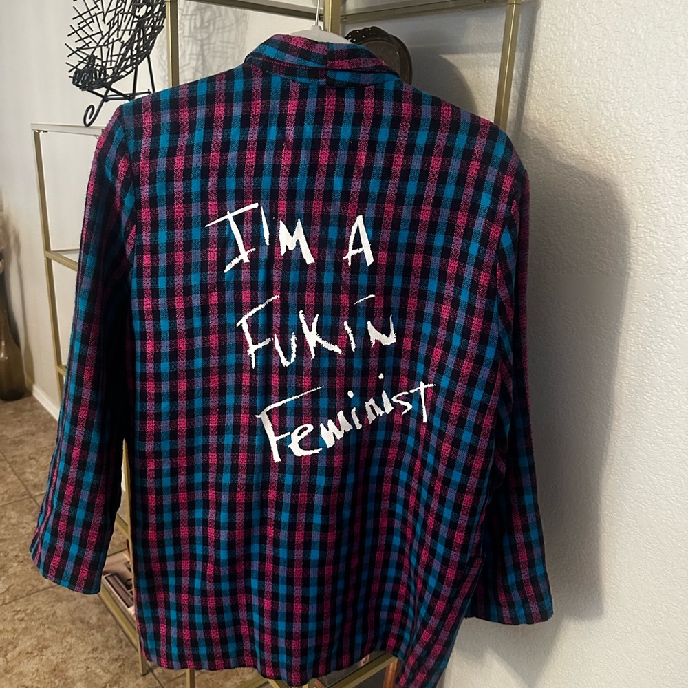 Plaid Feminist Statement Jacket - image 1